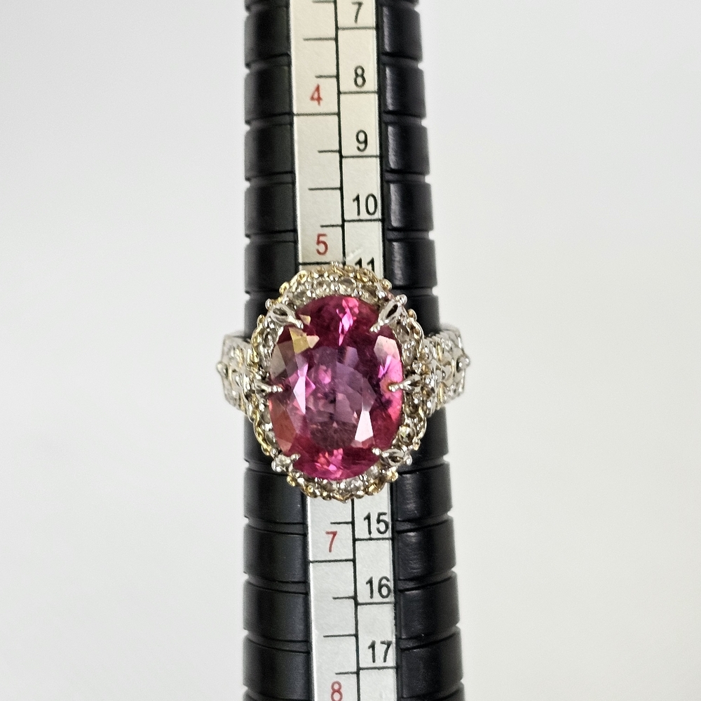 Natural Pink Topaz in Palladium Sterling Silver & Vermeil Ring Sz 6! - Picture 11 of 11